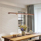 Slender Cylinder Dining Room Wooden Pendant Light - Clowas